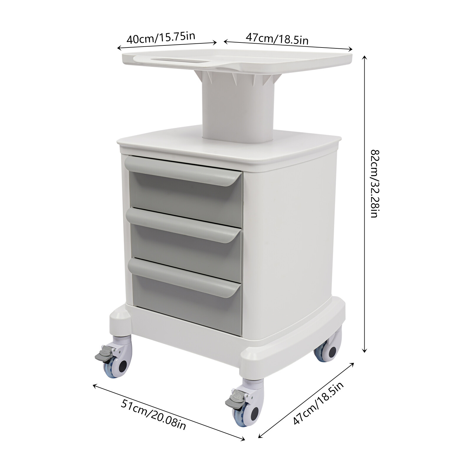 Professional-Grade 3-Drawer Utility Cart on Wheels - Trolley Cart w/ 3 Drawers