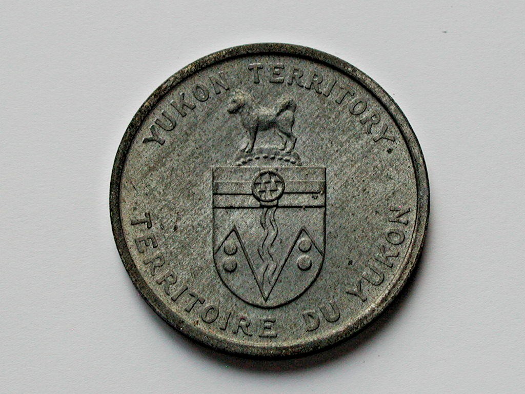 CANADA Yukon Coat of Arms Medal with Flower (Unplated-Zinc Variety)