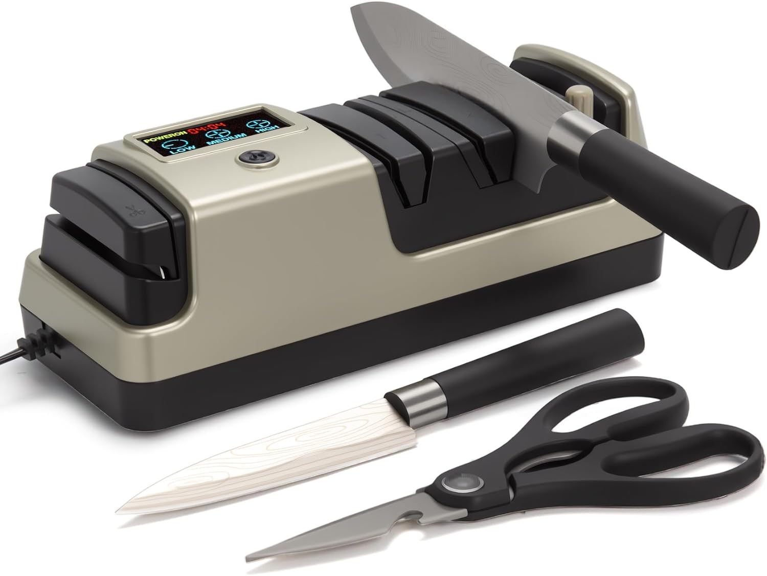 5 in 1 Electric Knife Sharpener with LCD Screen for Kitchen Knives, for Straight