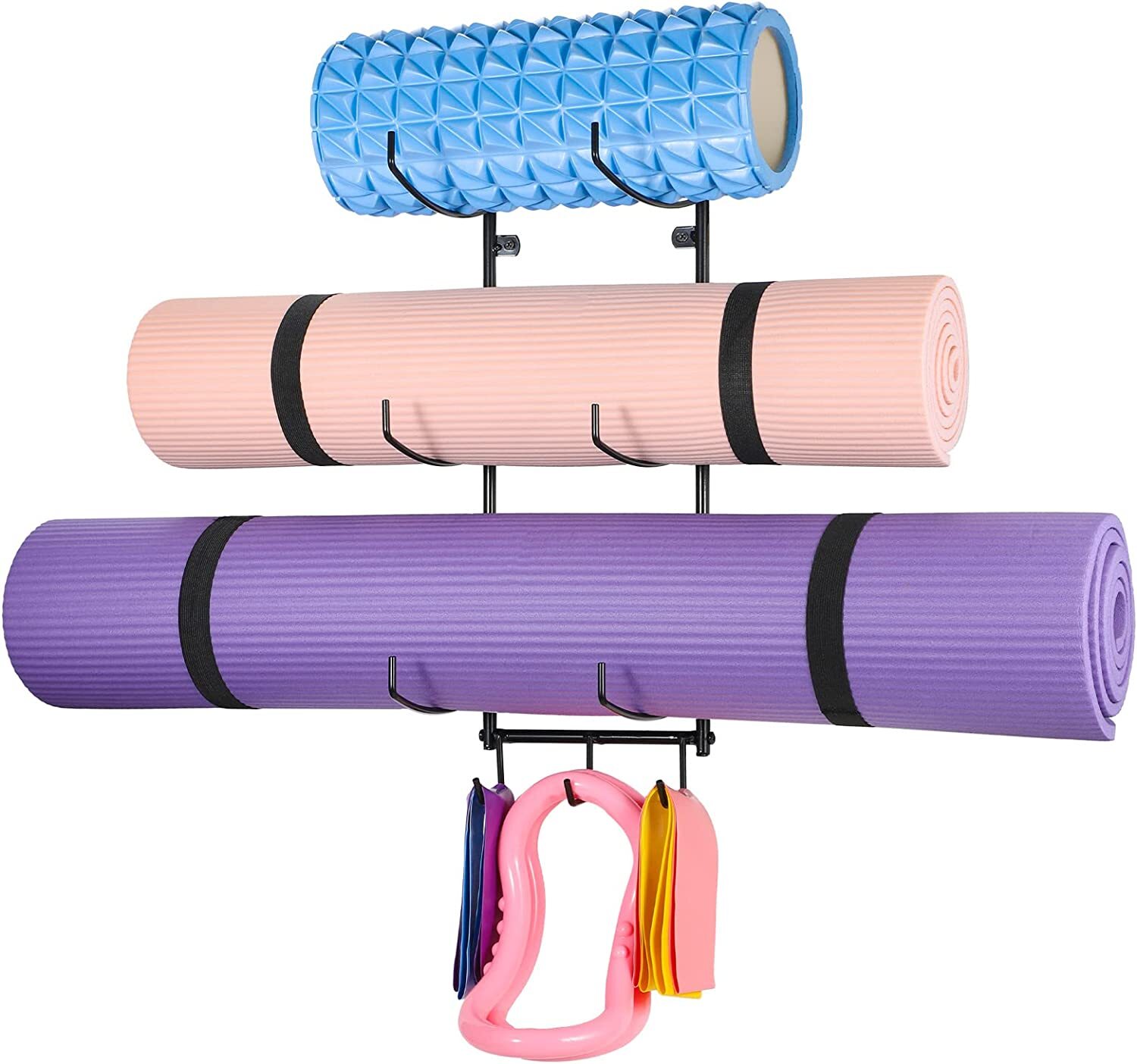 Yoga Mat Holder Wall Mount, Yoga Mat Storage Rack Organizer, Storage Foam Roller