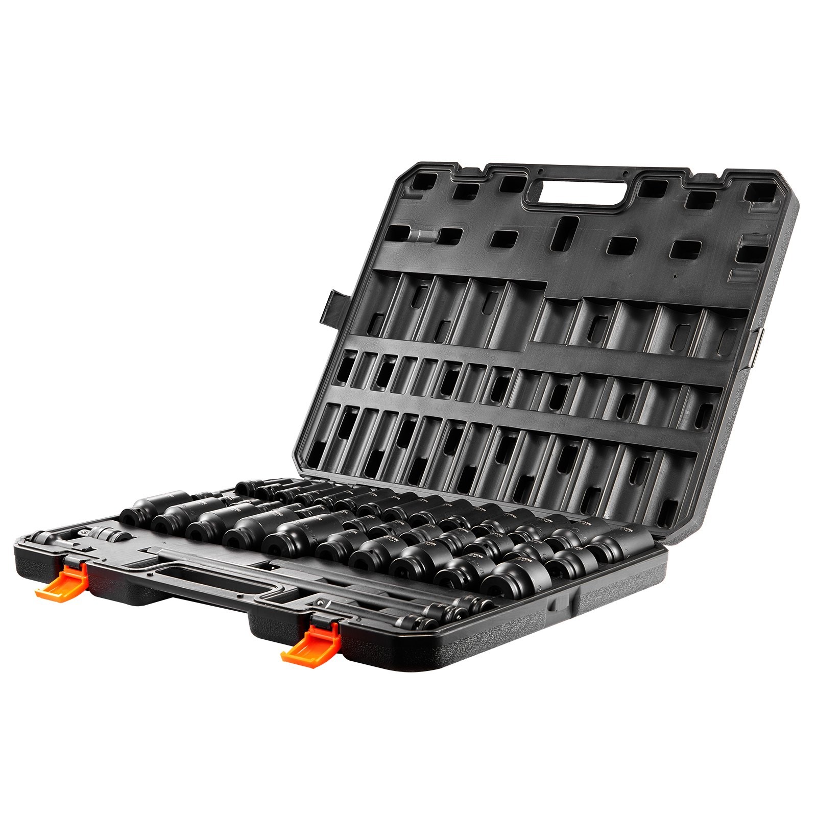 Impact Sockets Set 43pcs 6-Point 1 2in Drive Bit Ratchet Tool Kit Case