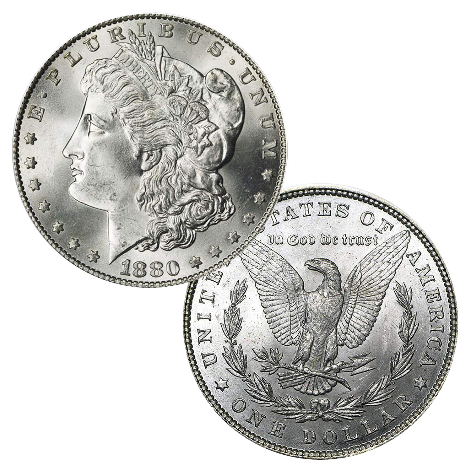 1880 P Morgan Silver Dollar $1 Brilliant Uncirculated BU 90% Silver