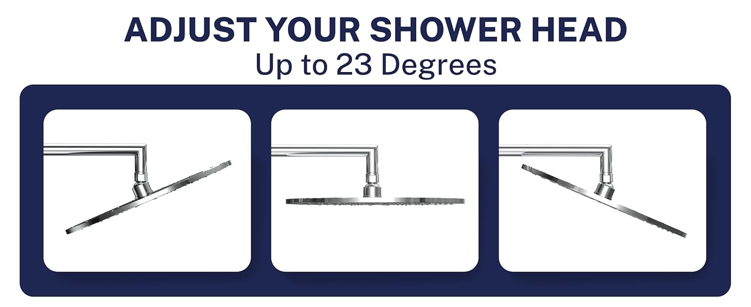 ® Solid Metal 12 Inch Rainfall Shower Head, Large Rain Shower Head, 2.5 GPM High