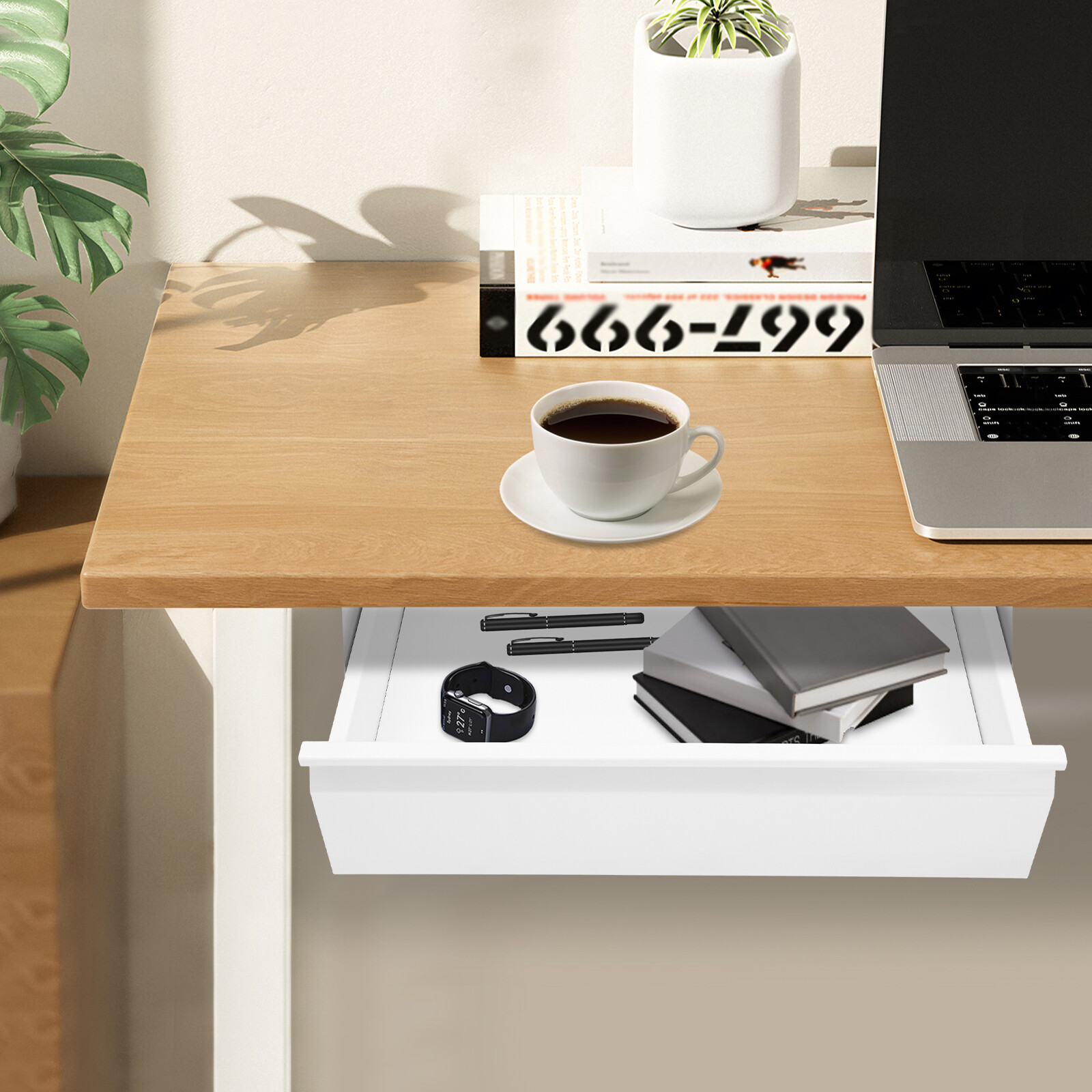 Under Desk Mounted Sliding Pull-out Drawer, Storage Organizer, Pull-out Drawer