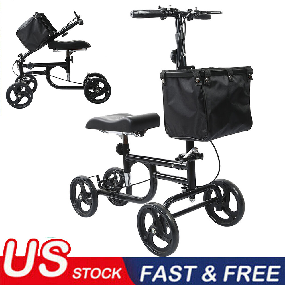 Foldable Adjustable Medical Steerable Knee Walker Scooter Crutch Alternative USA