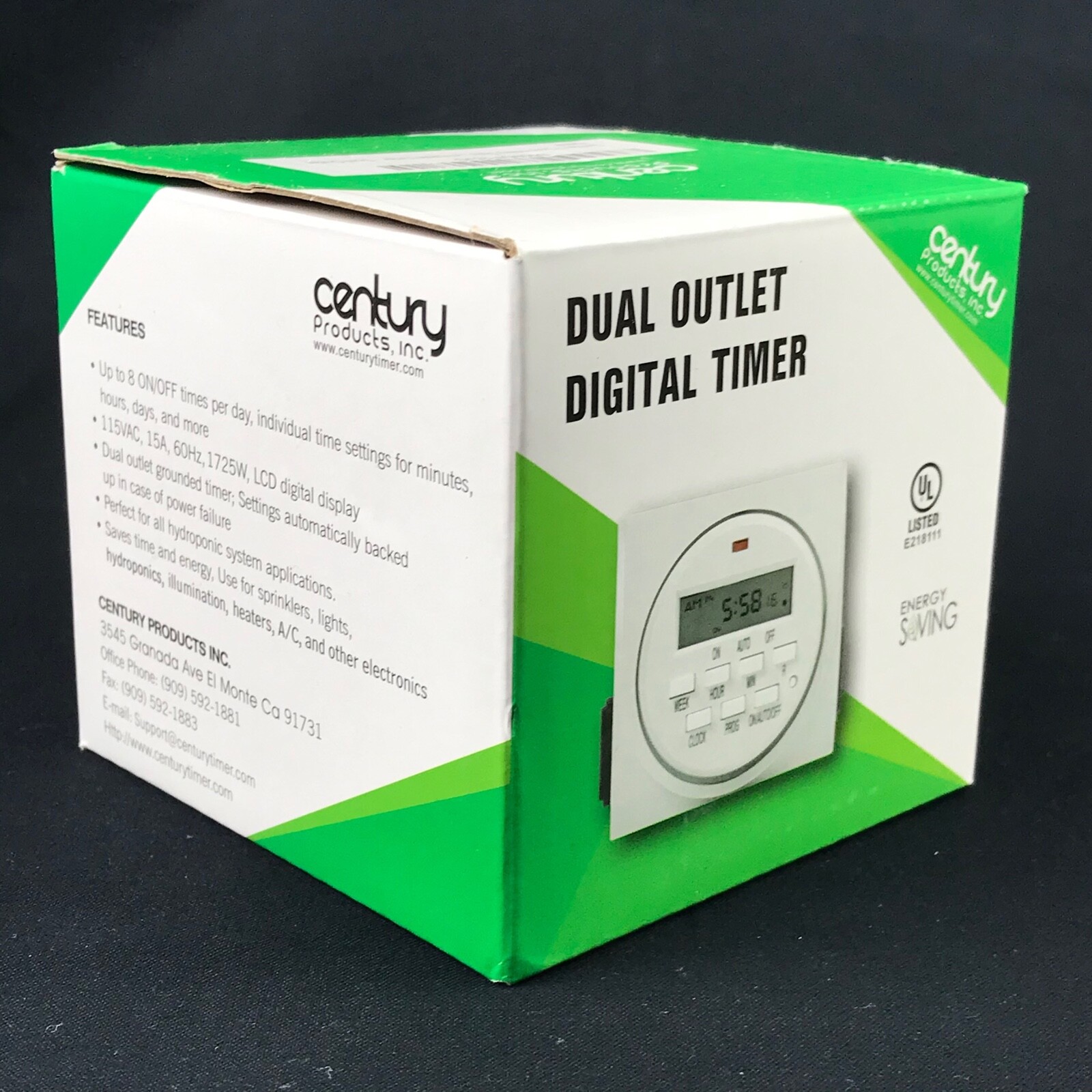 Century 7 Day Heavy Duty Dual Outlet Programmable Digital Timer NIB