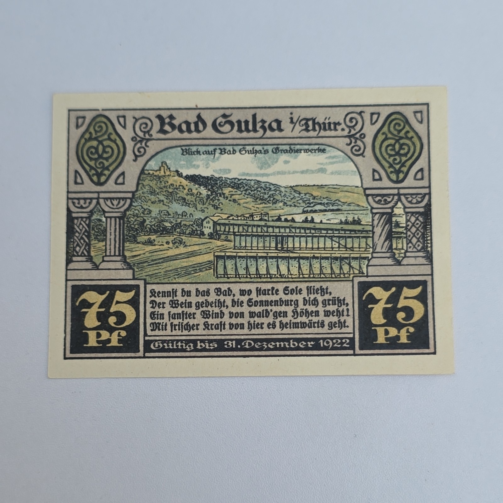 75 PFENNIG 1921 Notgeld Excellent Condition Old BANKNOTE Germany