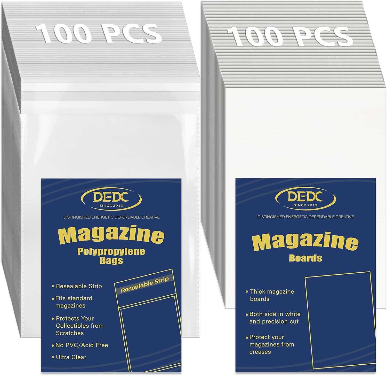 100 Pcs Magazine & Comic Book Protector Sleeves with 100 Backing Boards - Full A