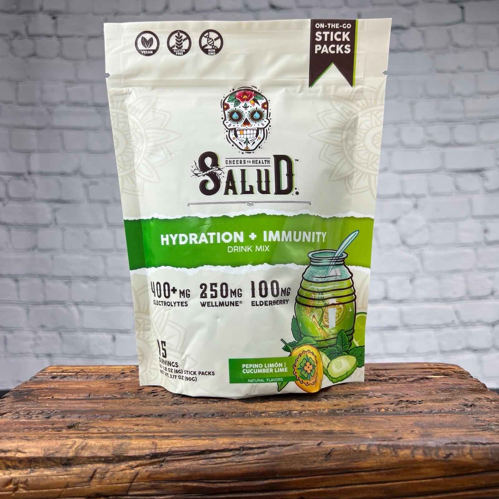Salud Hydration+Immunity Electrolyte Drink Mix Pepino Limon 15 Exp 06/28