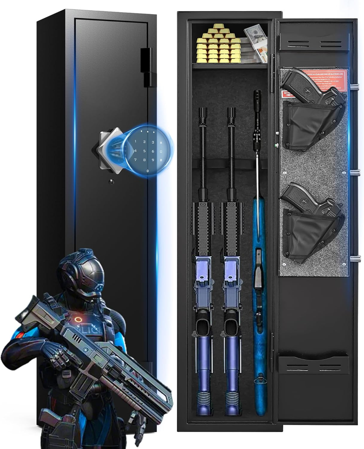 4-6 Gun Safe for Rifles and Pistols, No Assembly Required, Gun Safes for Rifle w