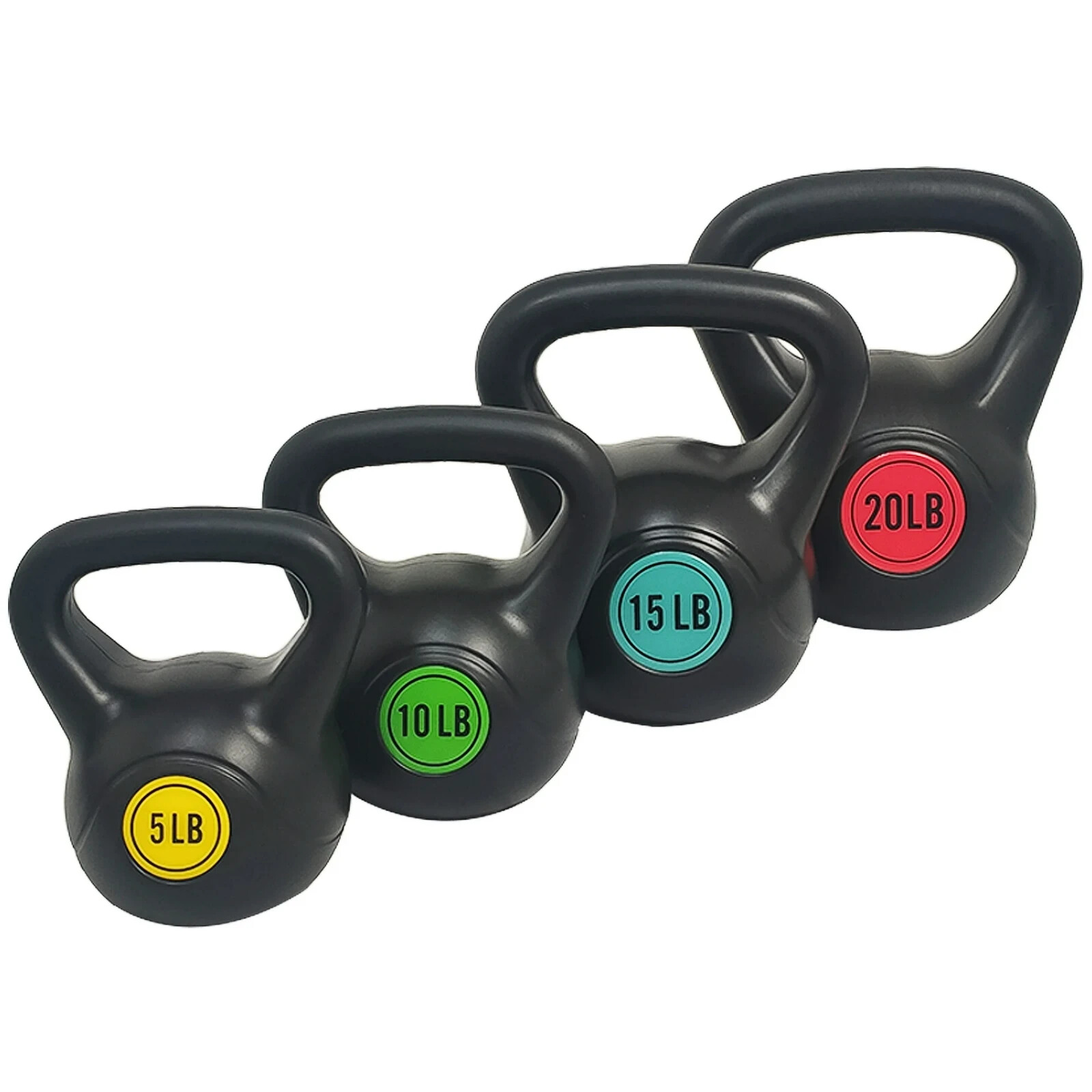 Kettlebell Exercise Fitness Weight Set, 5lb, 10lb, 15lb, 20lb, Gift
