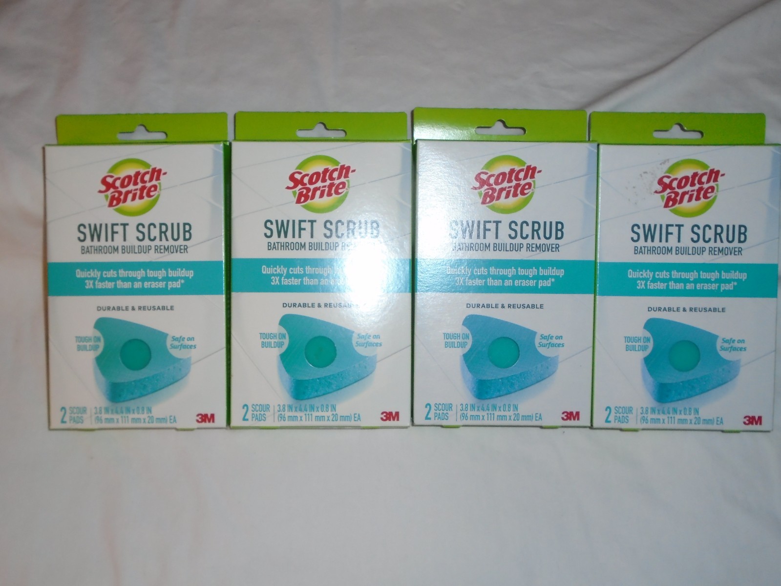 Set of 4 Scotch-Brite Swift Scrub Bathroom Buildup Remover Scour Pad 2-Packs NEW