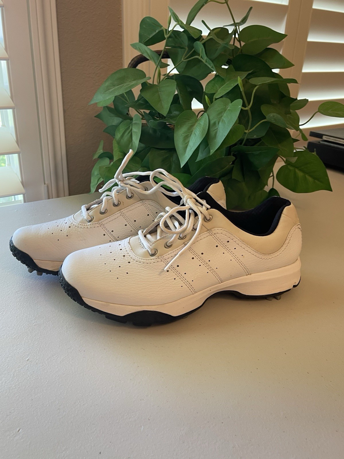 Adidas White Golf Shoes with Spiked Sole 7.5