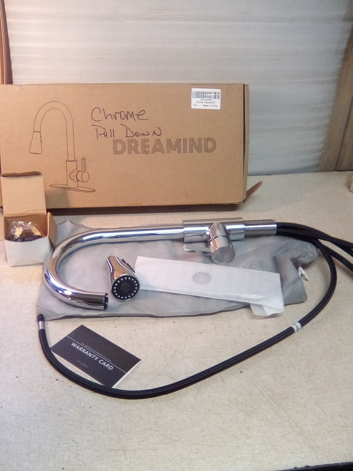 Dreamind Kitchen Faucet Chrome W/ Pull Down Sprayer, 3 Function High Arc Single