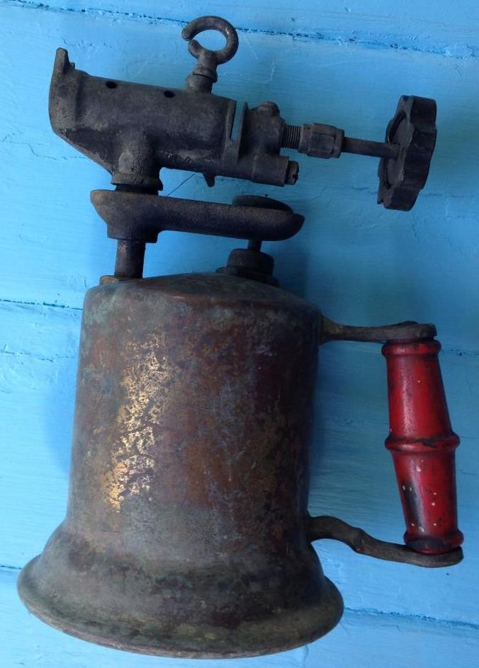 vintage Steampunk Turner Brass blow torch model 30AT farm tool soldering red