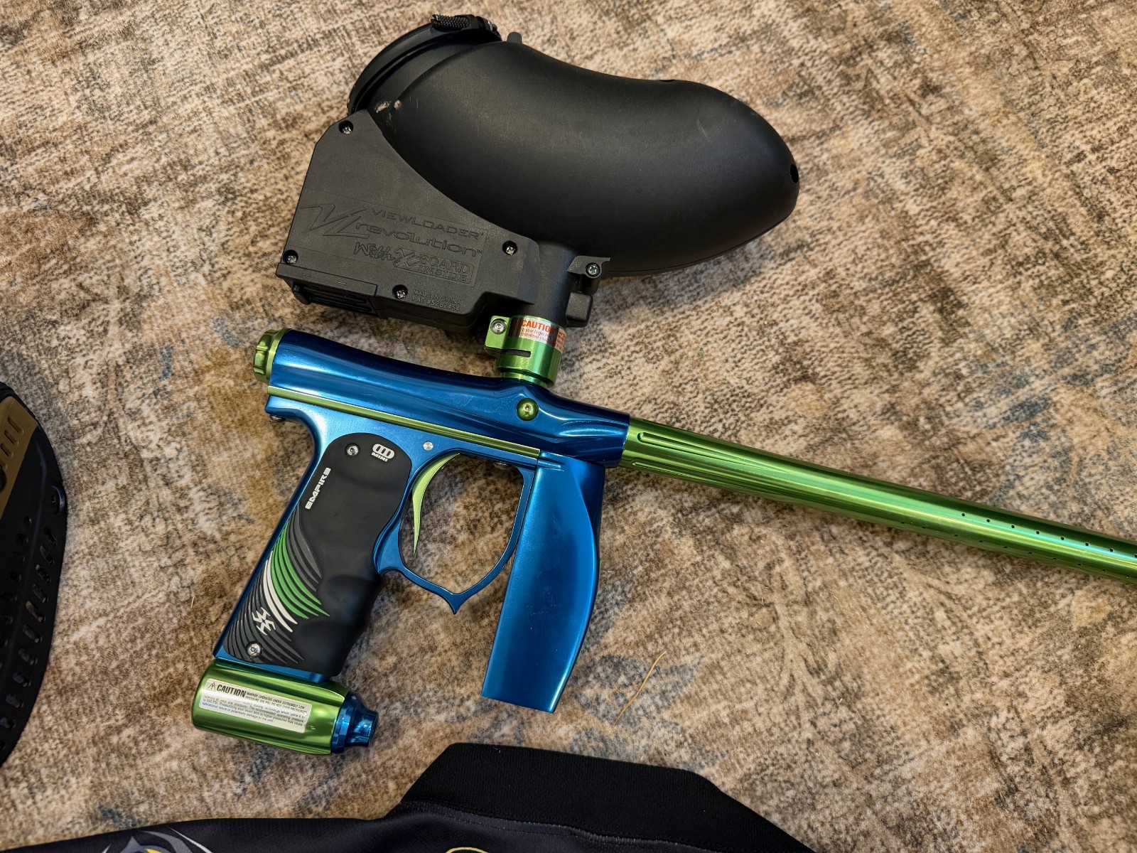 Teal And Green Empire Mini Paintball Marker - Needs tune up + Mask