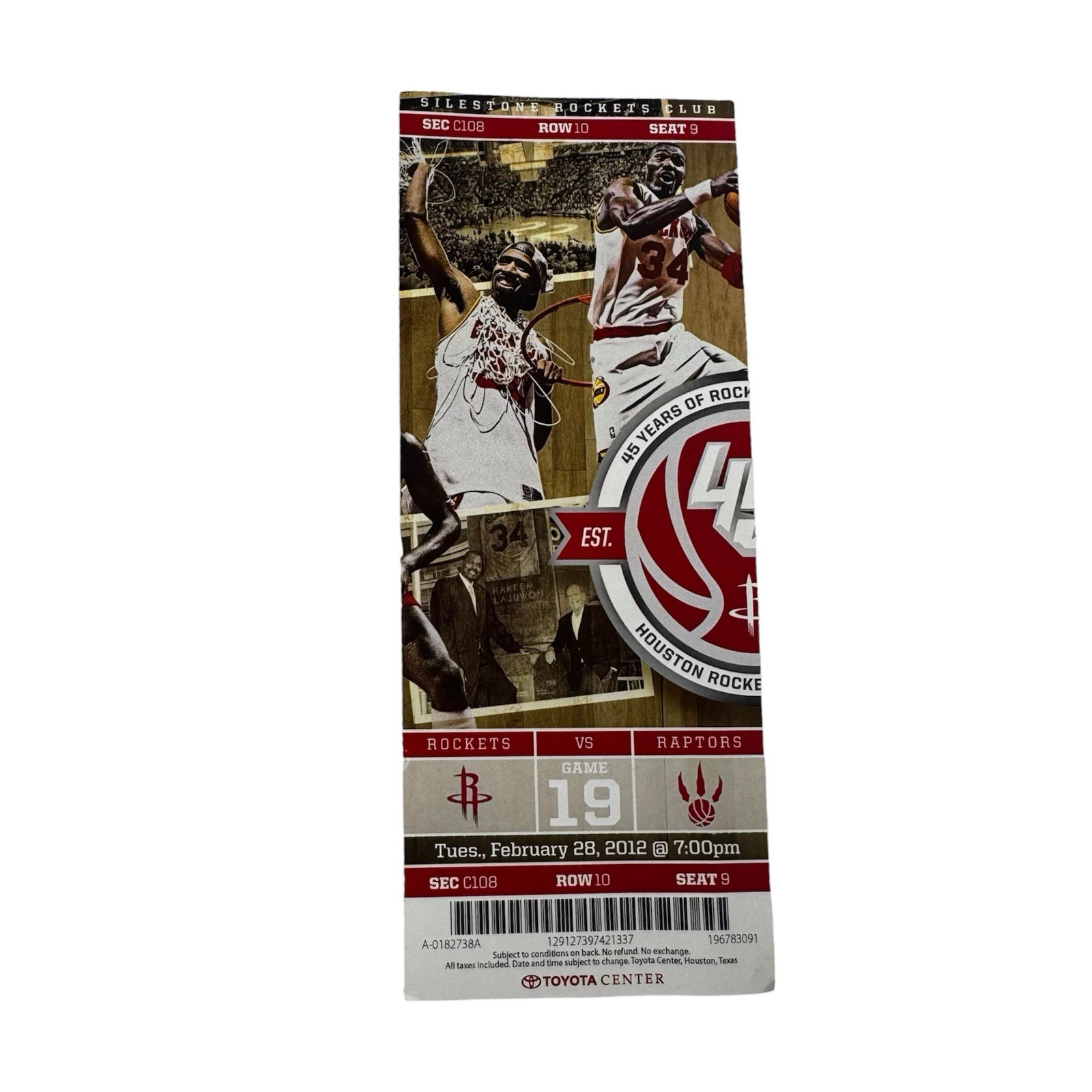 2012 Houston Rockets Toronto Raptors Basketball Full Ticket Kyle Lowry 26 pts*