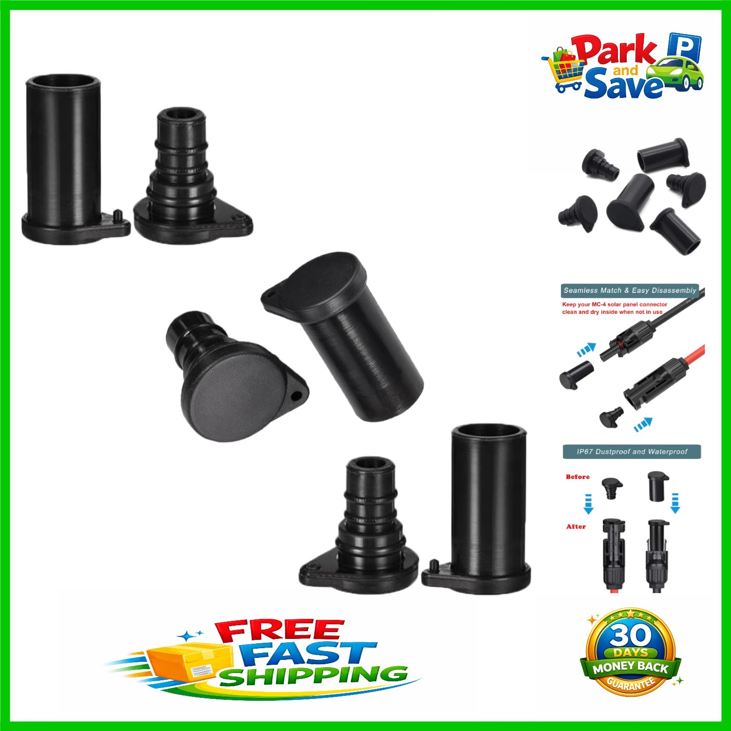 Flexible Silicone Solar Connector Caps,  Rated - Ideal for All MC-4 Systems
