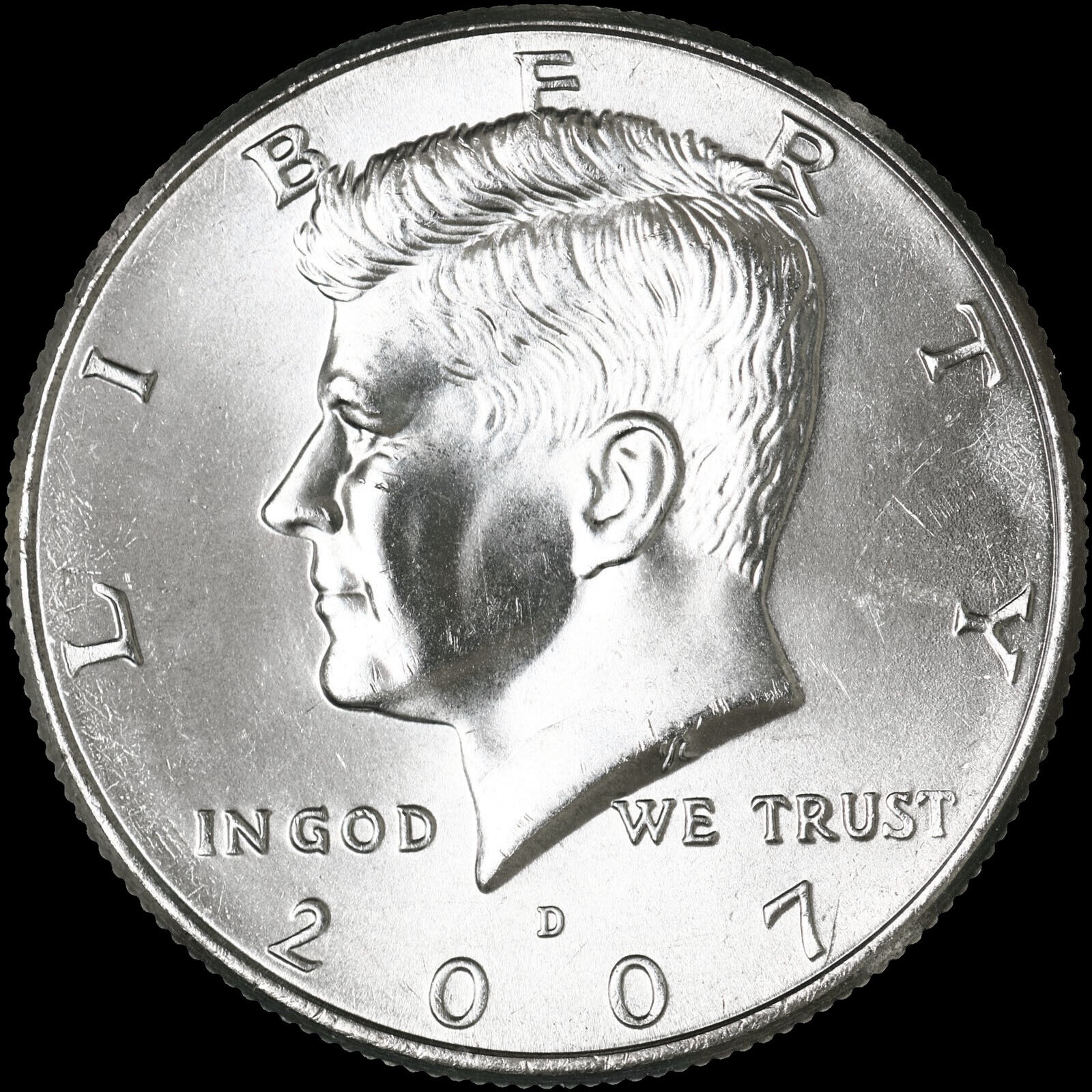 2007 D Kennedy Half Dollar Clad US Coin "Average Circulation"