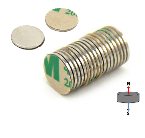 5 PAIRS X Disc Magnets 10mm x 1mm Self Adhesive | Neodymium Magnet Fridge