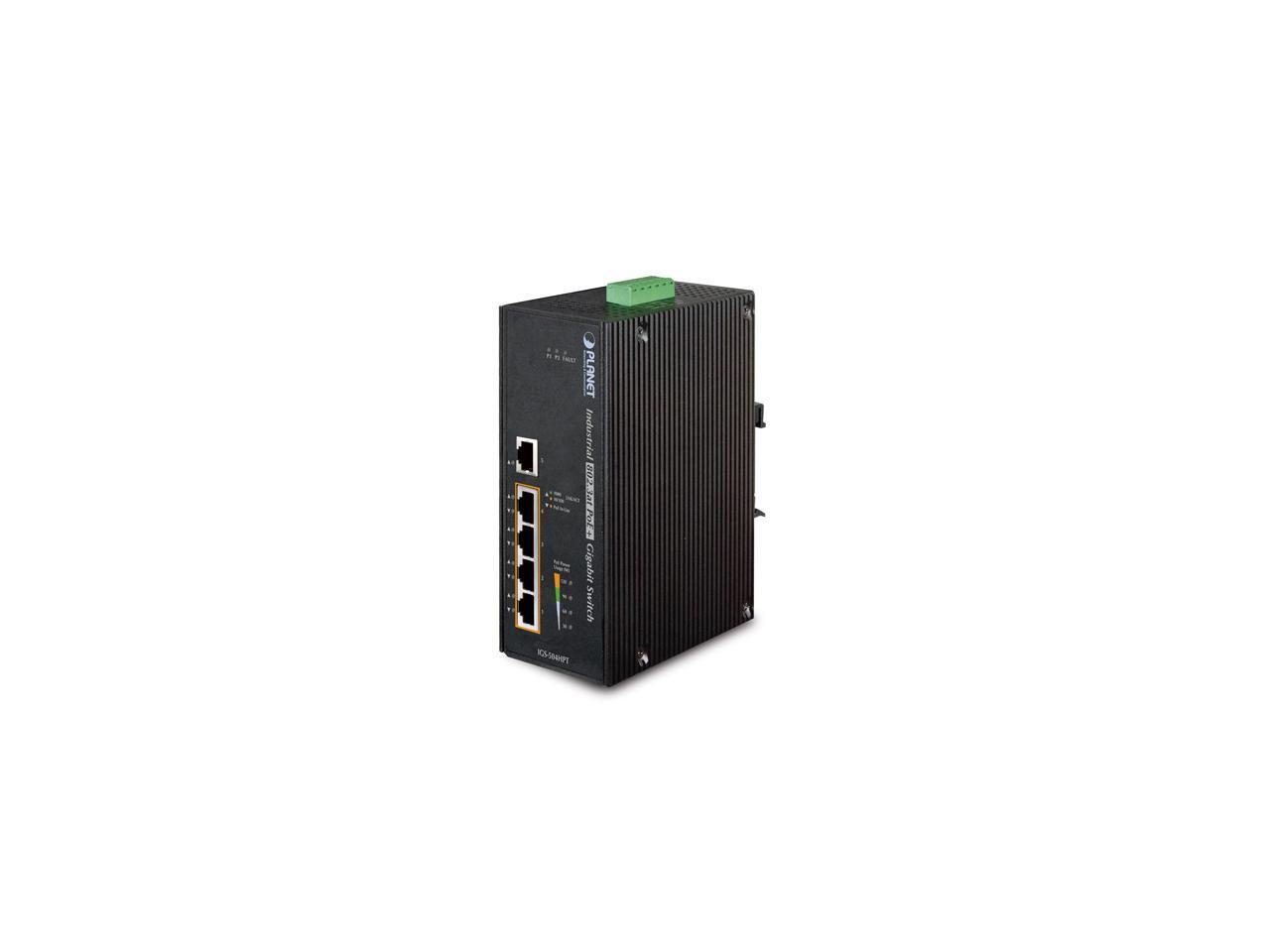 Planet IGS-504HPT Industrial 5-Port Gigabit Switch w/ 4-Port 802.3at PoE+