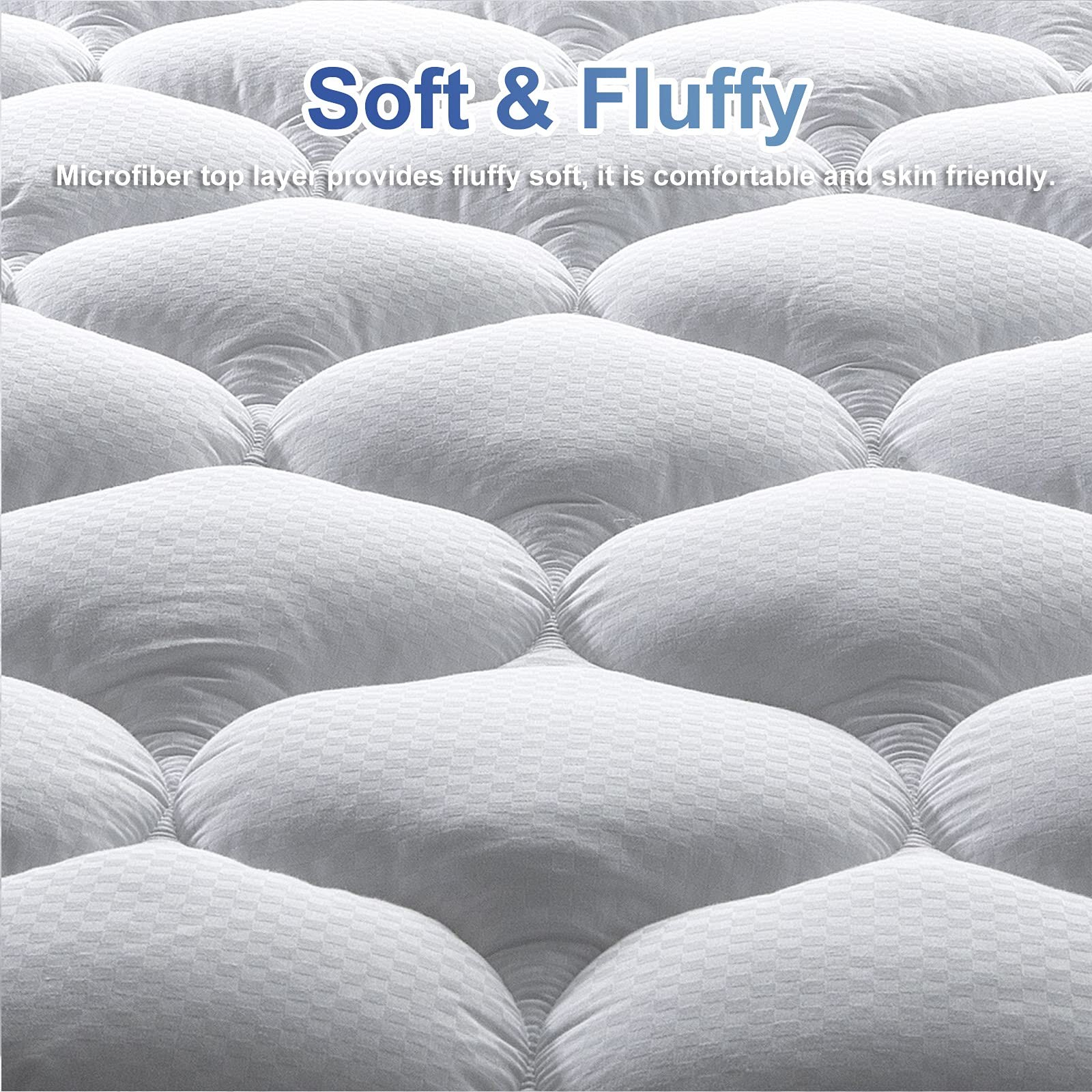 MATBEBY California King Mattress Pad - King, White - Curvy Pattern