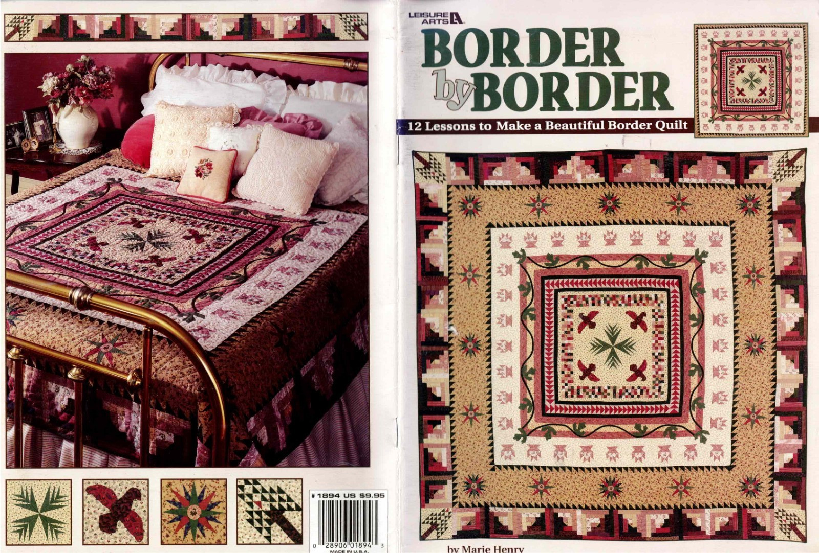 Border by Border 12 Quilt Lessons Marie Henry Leisure Arts 2000 Vintage