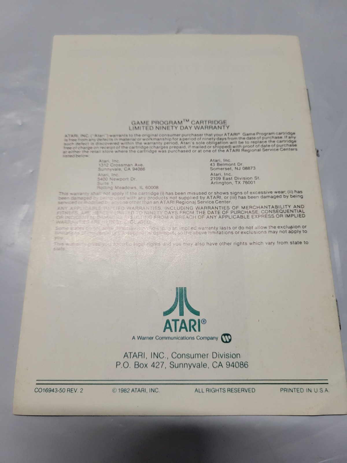 Berzerk Instruction Manual Atari 2600