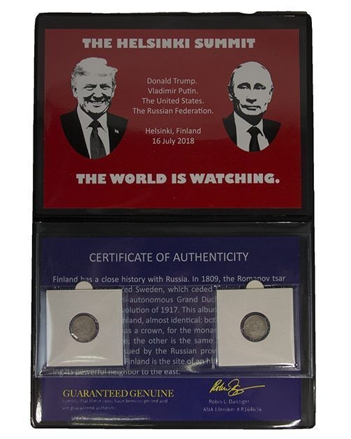 Set of 2 x 25 Pennia Coins 1917 Finland Trump Putin Helsinki Summit Collectible