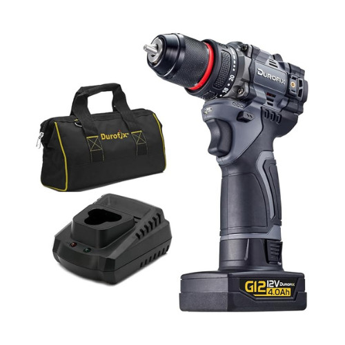 Durofix Cordless Hammer Drill Driver Variable Speed 1,800RPM 4.0 Ah Battery 12V