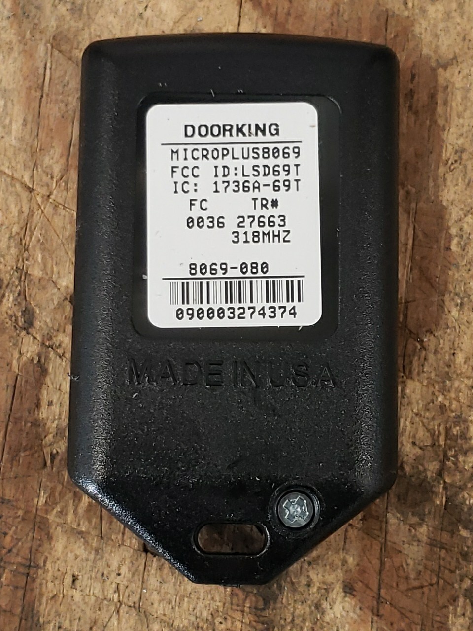 Doorking 8069-080, 1 button programmable remote entry/access