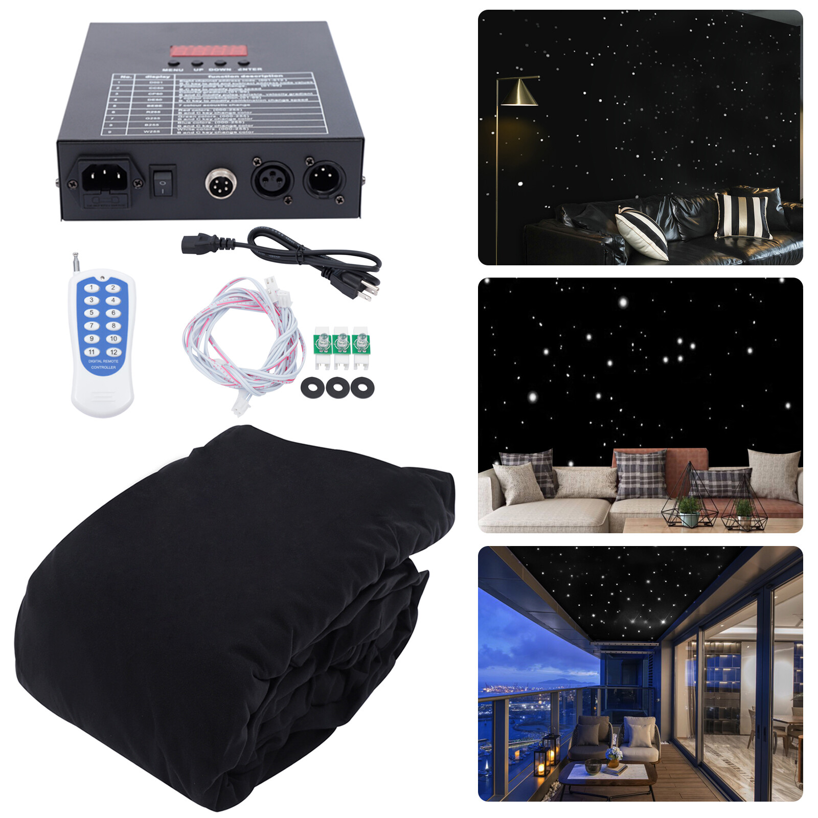 3x4m LED Party Stage Star Backdrop Curtain White & Controller For Wedding Decor！