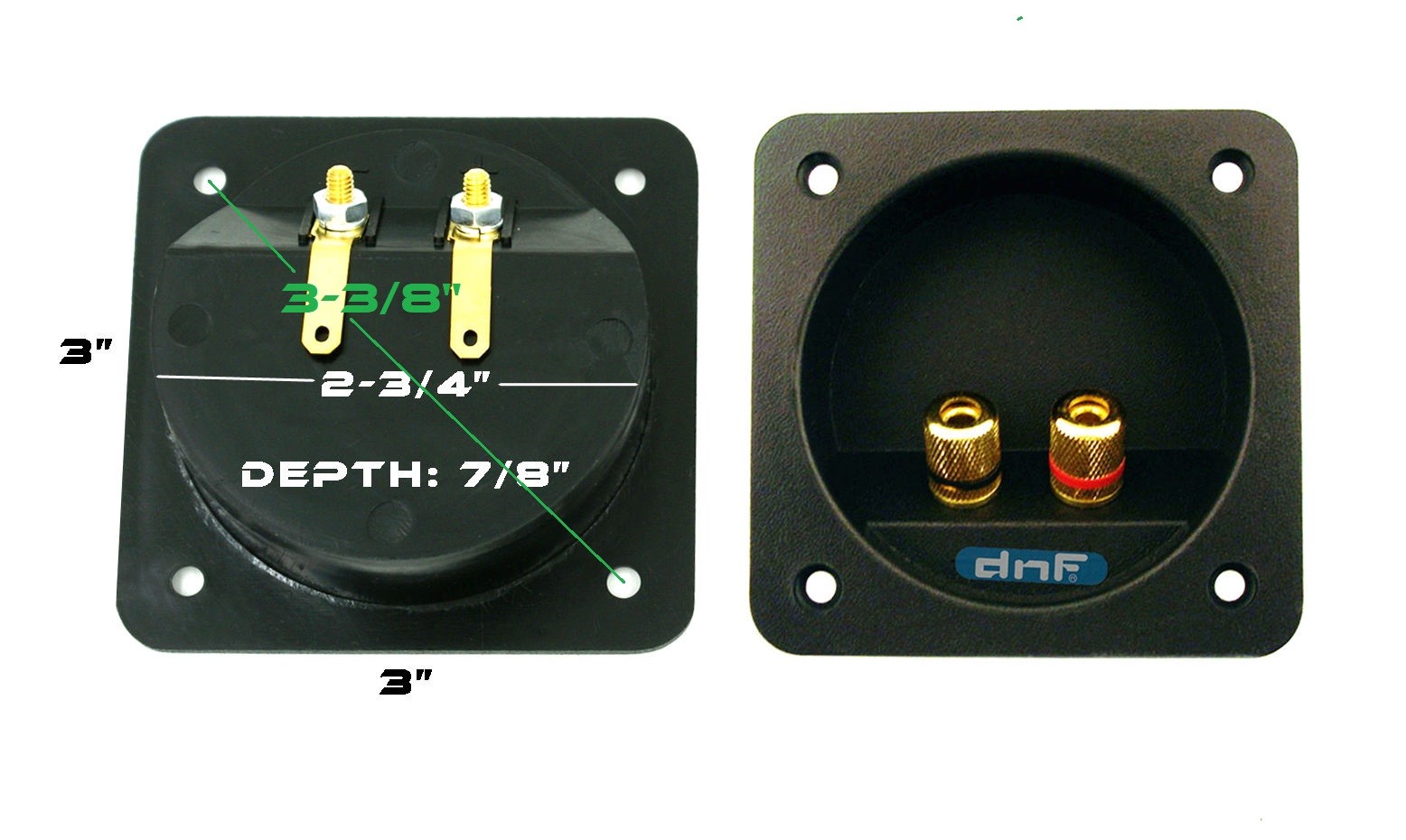 2 PACK SPEAKER BOX TERMINAL SQUARE TWIST CUP CONNECTOR SUBWOOFER ENCLOSURE WIRE