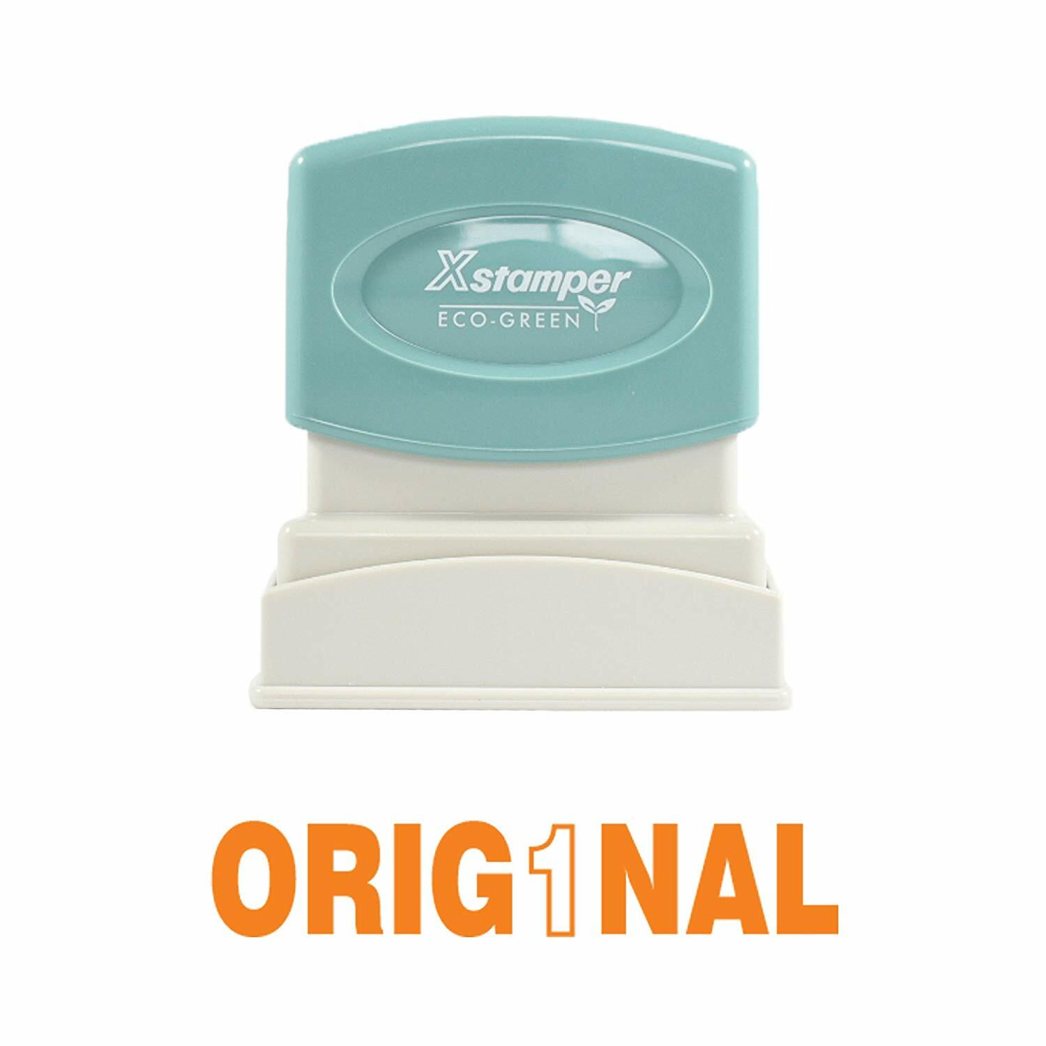 Xstamper 1824 Original ORIG1NAL Pre Inked Laser Engraved Rubber Stamp, Orange In