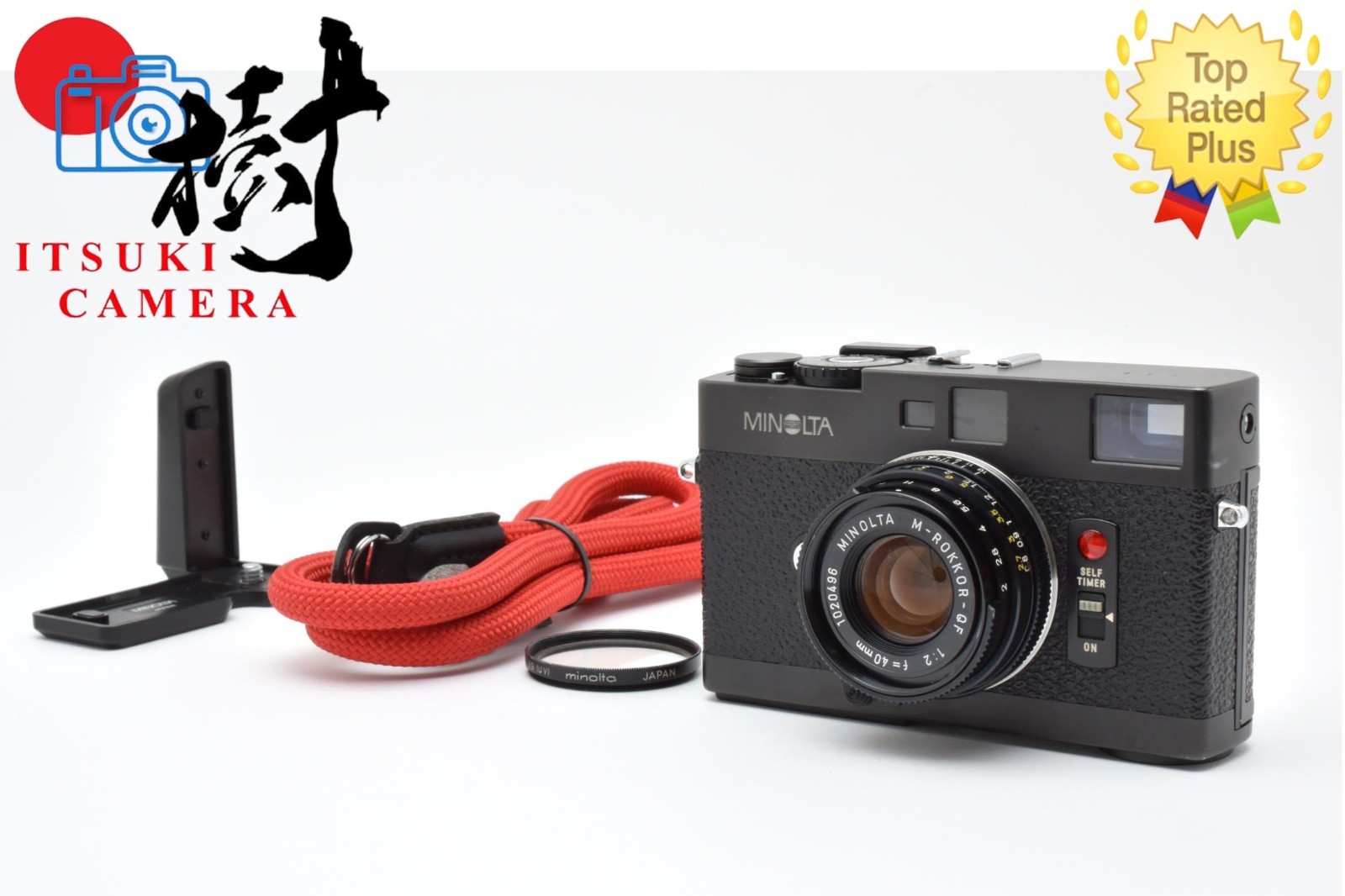 Near Mint Minolta CLE 35mm Film Camera M-Rokkor-QF 40mm F2 Lens W/Grip JAPAN