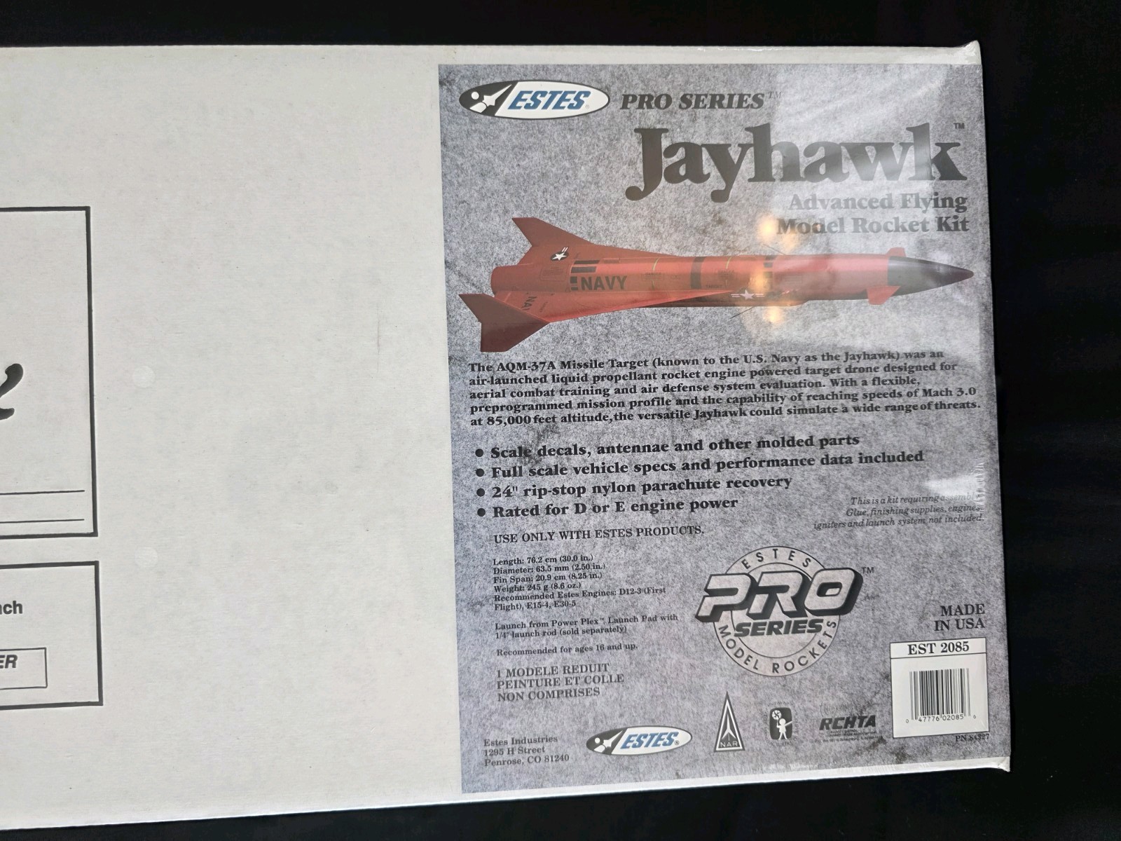 Estes Vintage Model Rocket Pro Series Jayhawk #2085
