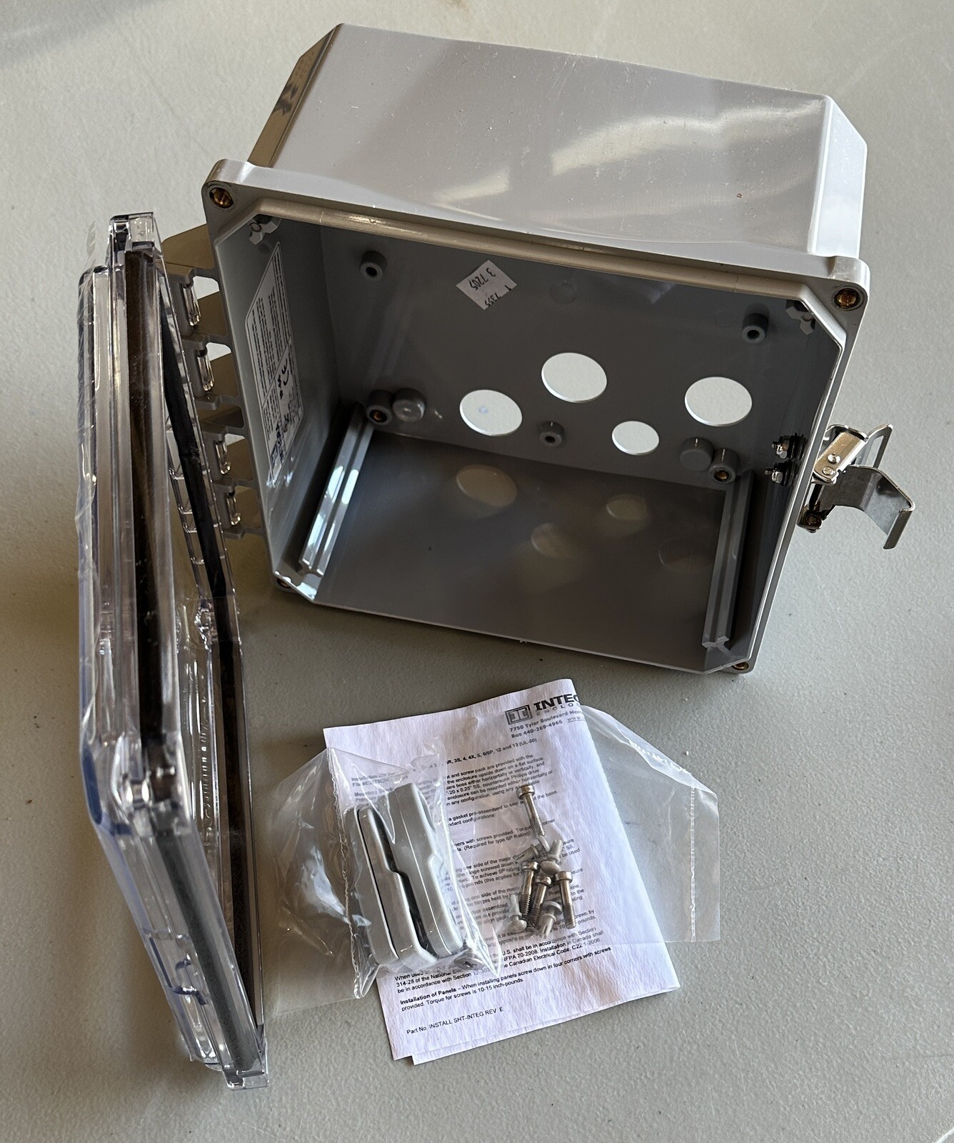 Integra Enclosure Clear Hinged Cover 8x8x4 H8084HCLL Nema4X Polycarbonate