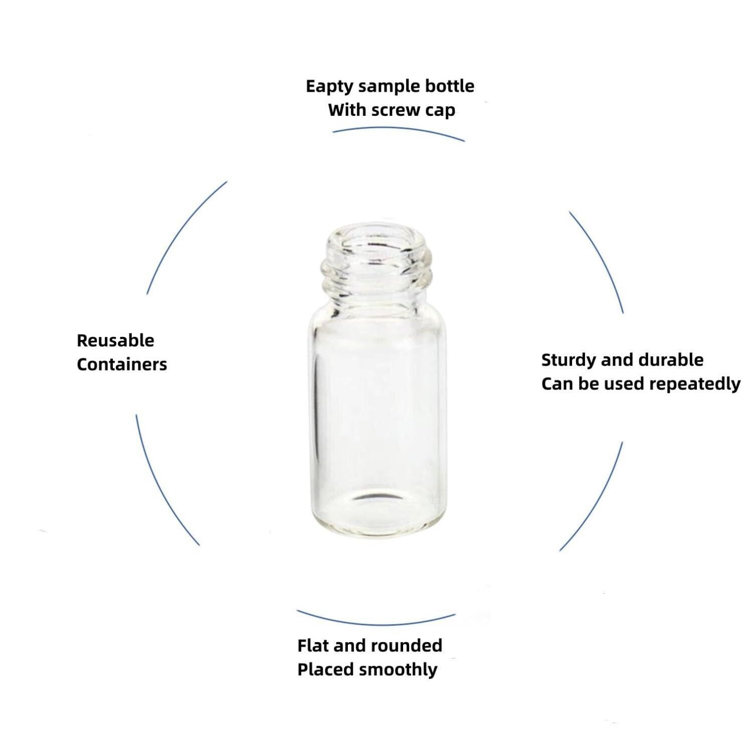 50pcs 3ml Mini Clear Small Empty Glass Bottles Sample Vials Jars with Screw Cap
