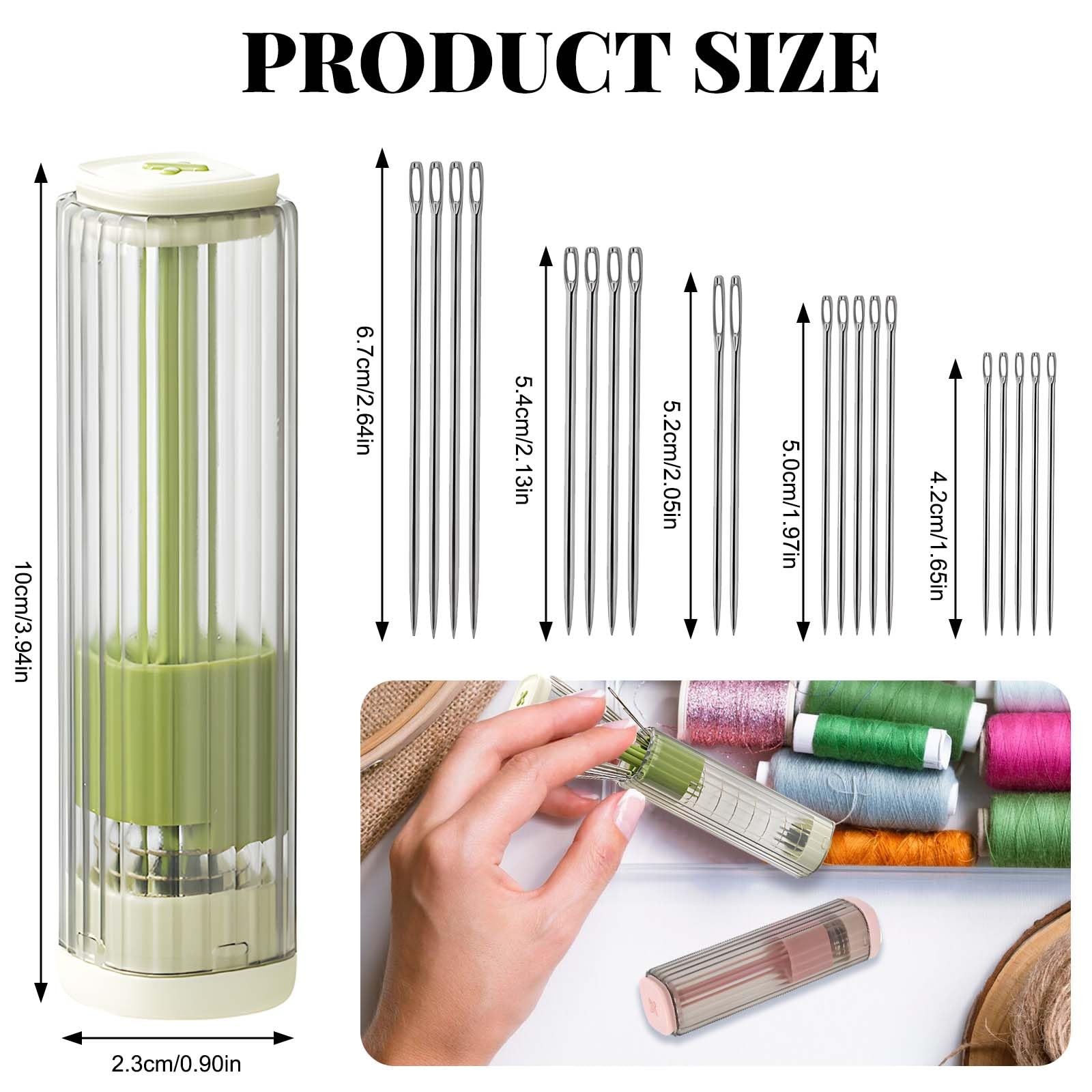 2-Piece Magnetic Needle Case with Pop-Up Design | Quick Sewing Kit Green,Pink