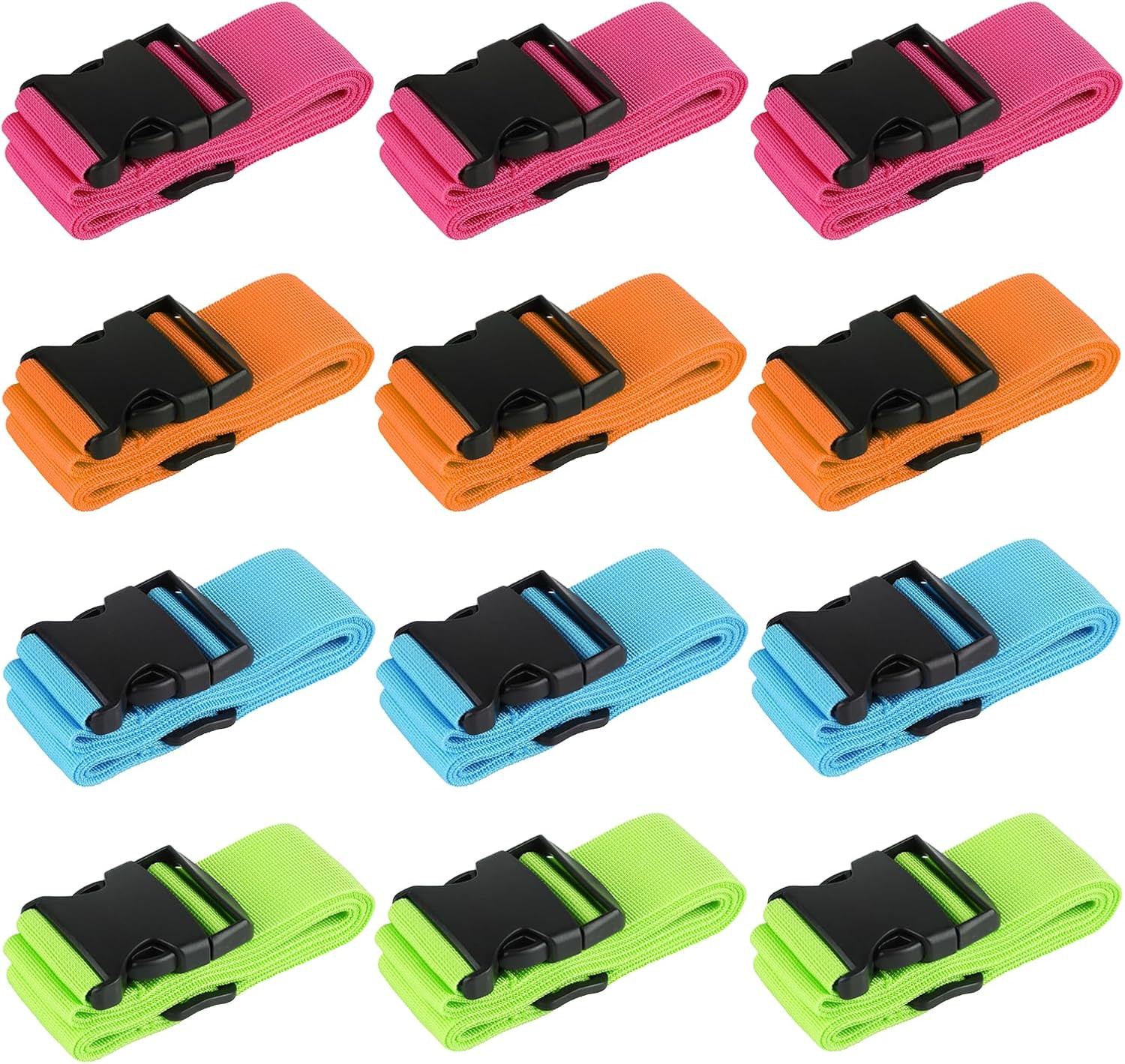 12 Pcs Adjustable TSA Luggage Straps for Suitcases Travel Safety Belts