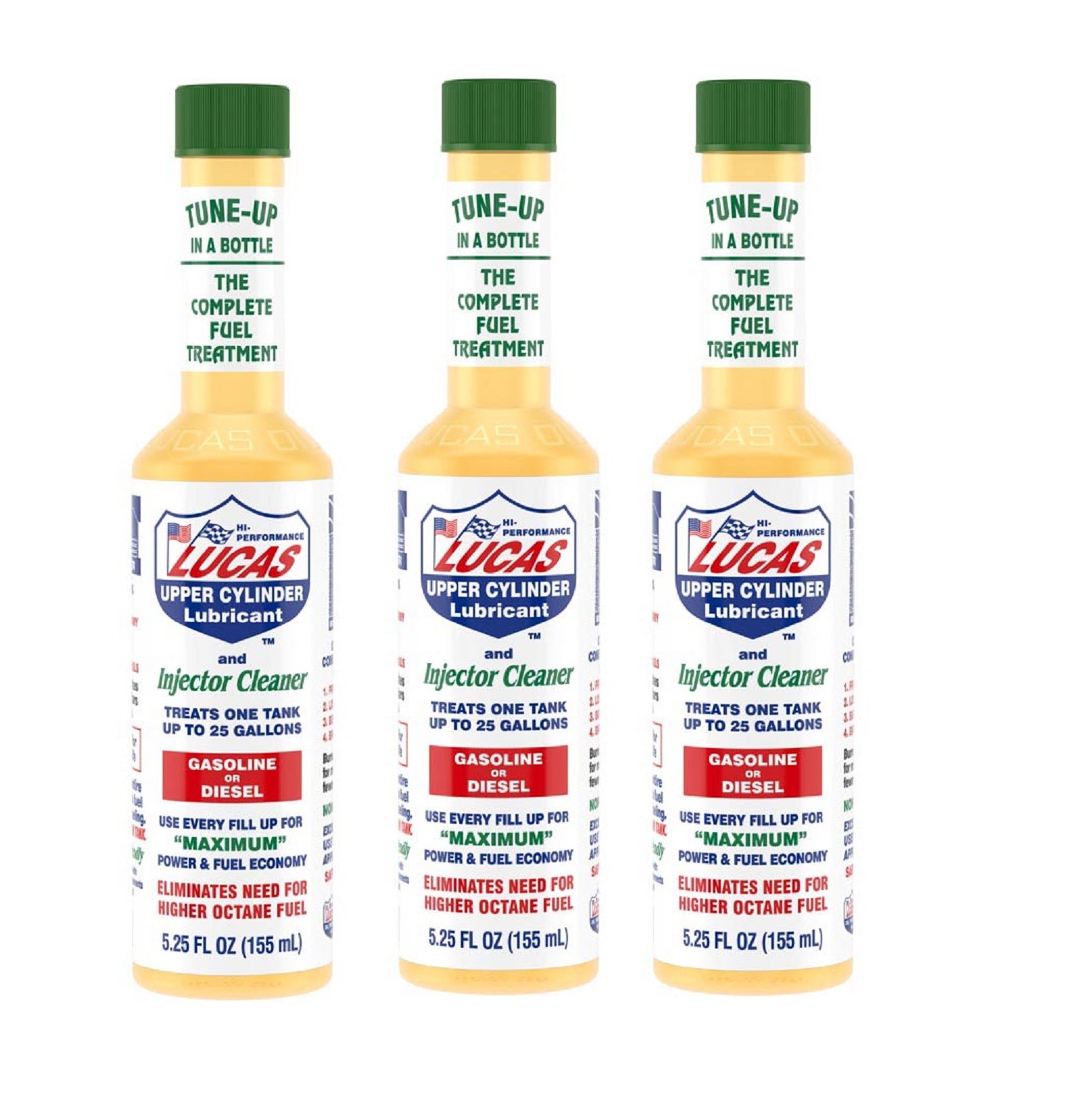 Lucas Oil 10020 Set of 3 Complete Fuel Treatment 5.25 Ounce Bottles - 5.25 oz.