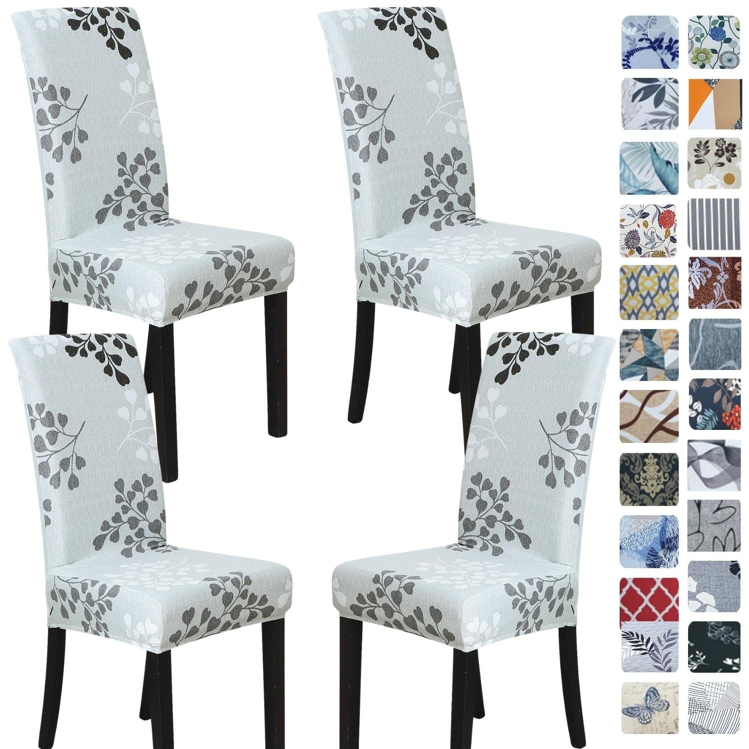 SPRINGRICO Chair Covers for Dining Room Set of 4, Stretch 4 PACK, Byron Palm
