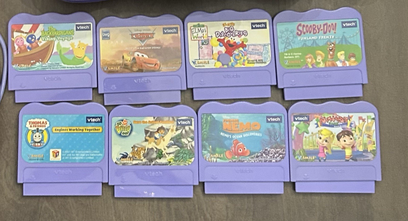 Lot Of 8 Vtech V Smile Games Cartridges Cars Nemo Elmo Scooby Doo Thomas Diego