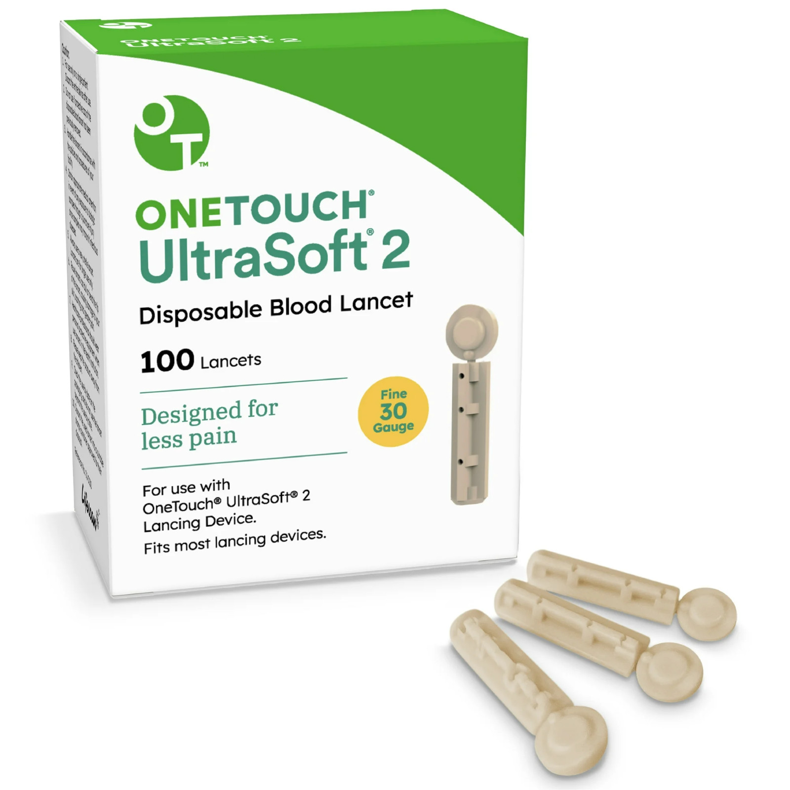 One Touch UltraSoft 2 Lancets (30 Gauge) 100 Count (EXP 2029)