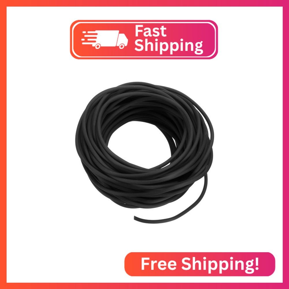 MECCANIXITY Rubber Cord Tube 33ft(10 m) 2mm Dia 1.2mm Hole Black Hollow Tubing f