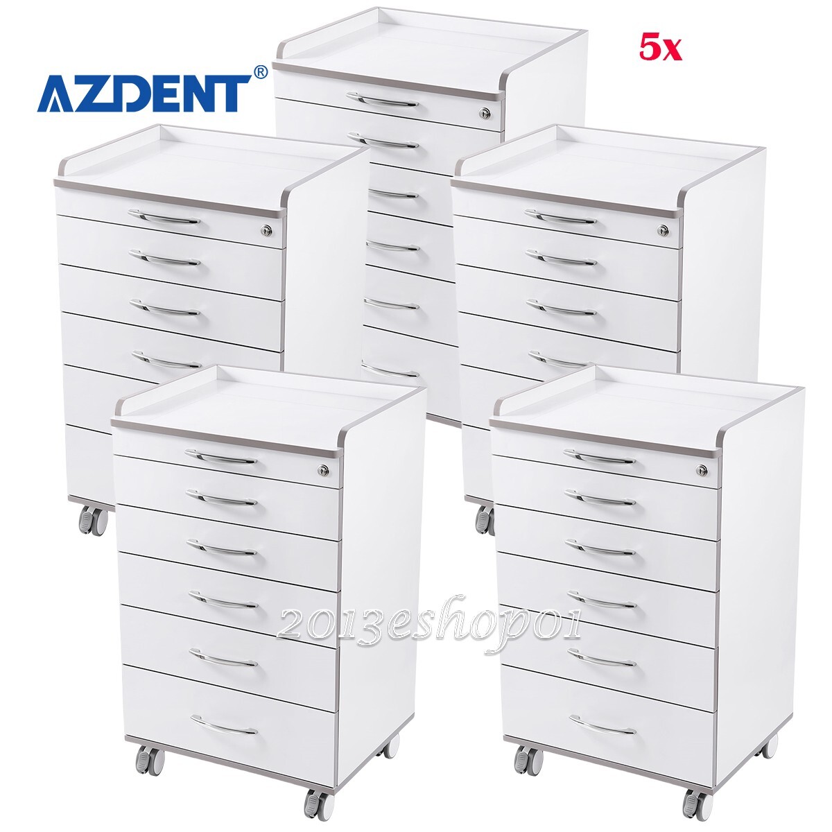 5x Carro Móvil de Almacenamiento Dental con 5 Cajones Gabinete Rodante Utilidad