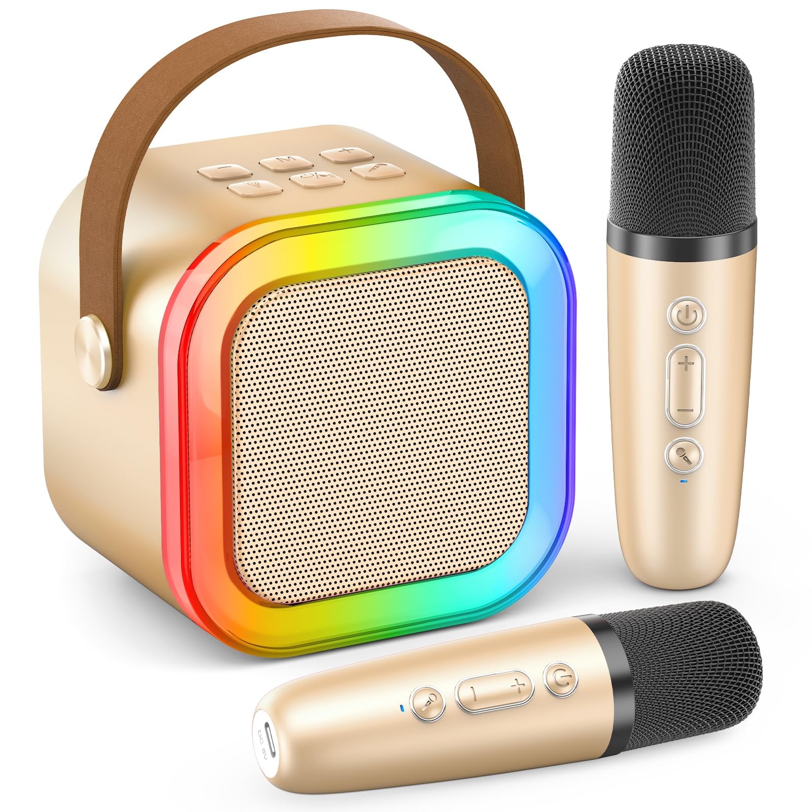 Mini Karaoke Machine for Kids Adults, 2026 TOP Birthday Gifts Girls Gold