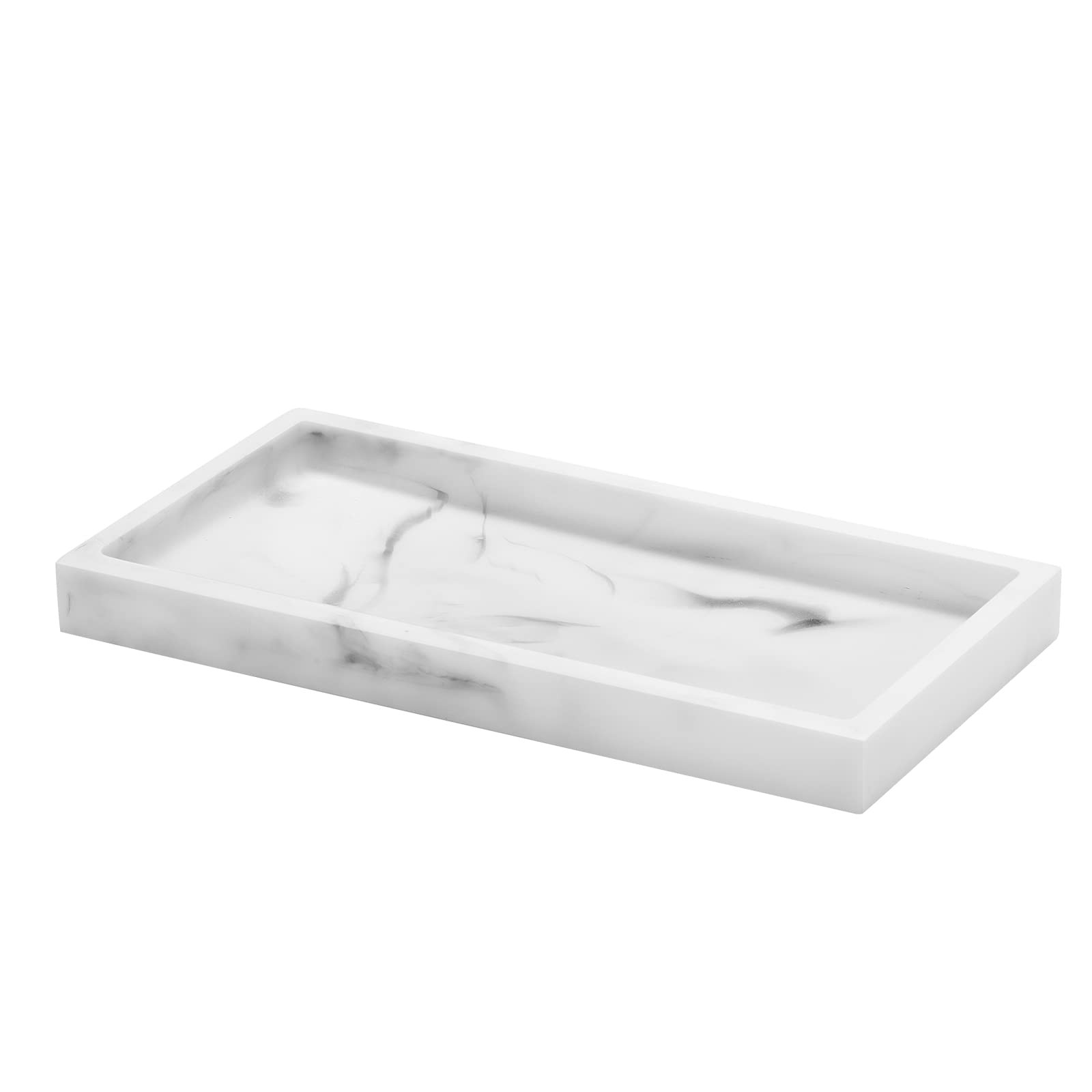 Luxspire Bathroom Vanity Tray, 8 x 4 inch 7.9" x 3.9" x 0.7", Marble White