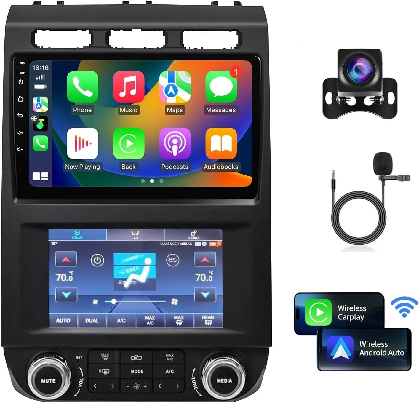 9'' Car Stereo Radio Auto Android Carplay Navi 4+64GB For Ford F150 2015-2021