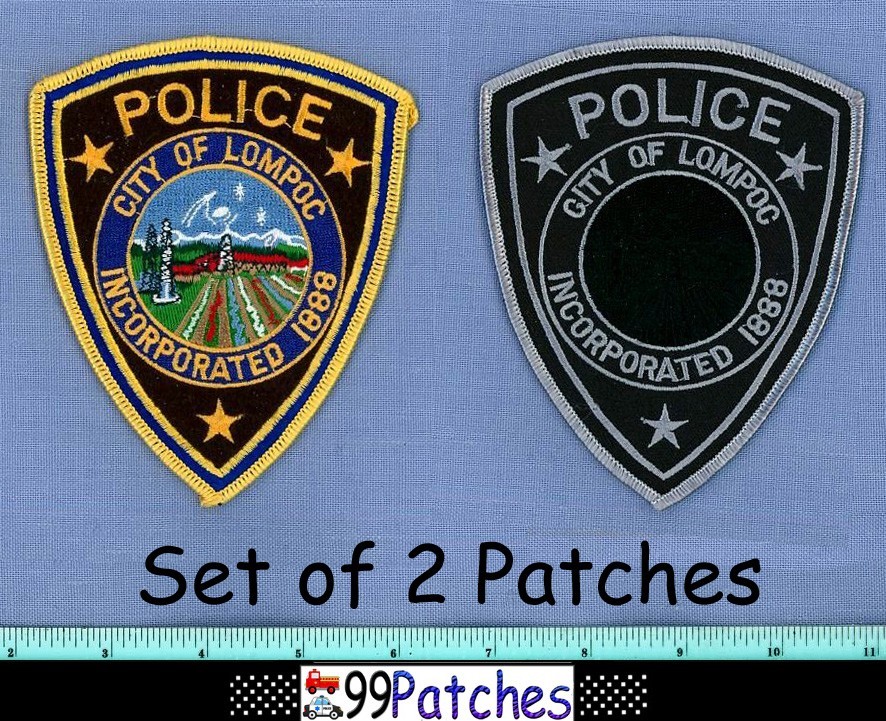 LOMPOC (2 Patches LOT SWAT+) CALIFORNIA Police Patch TACTICAL NASA SPACE 2E
